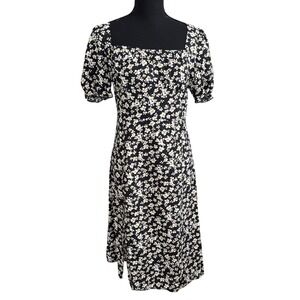 SHEIN Womens Dark Floral Coquette Milkmaid Babydoll Dress Size M Fairy Modest